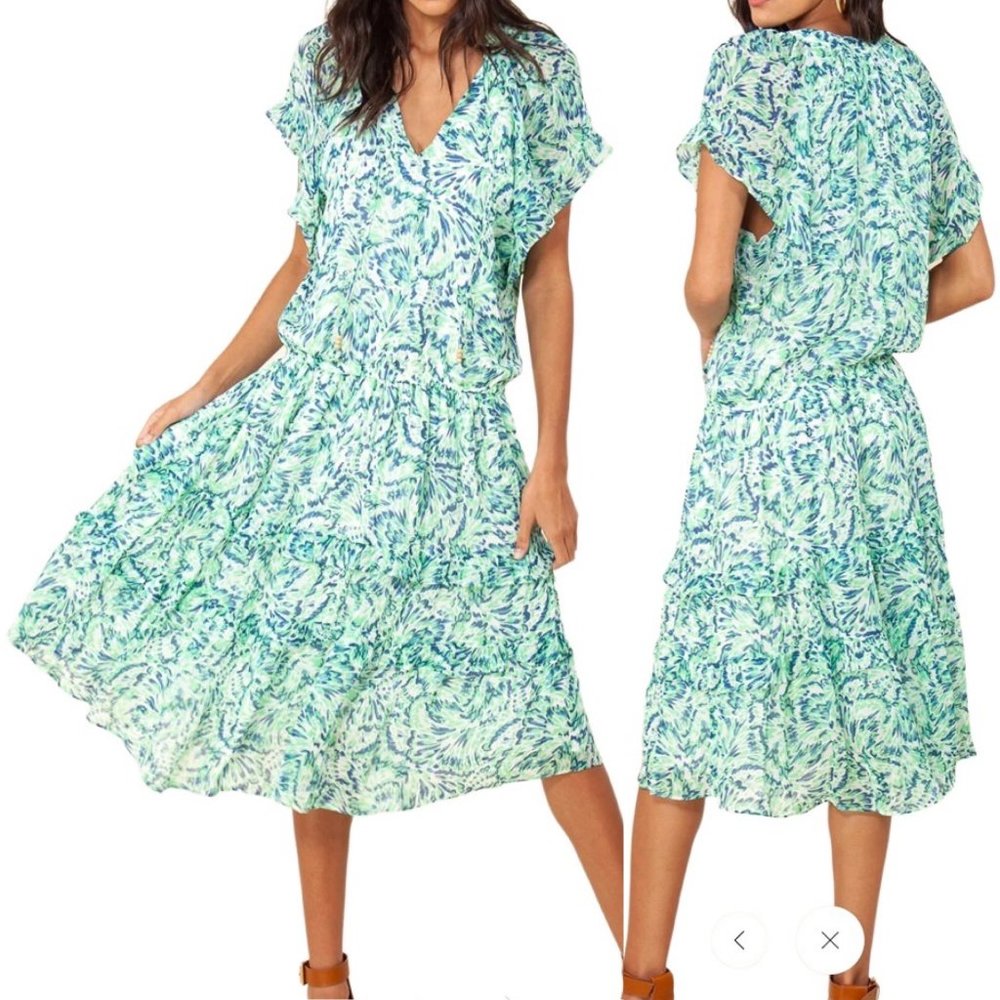 Hale Bob HONEY Green & Blue Printed Midi Dress